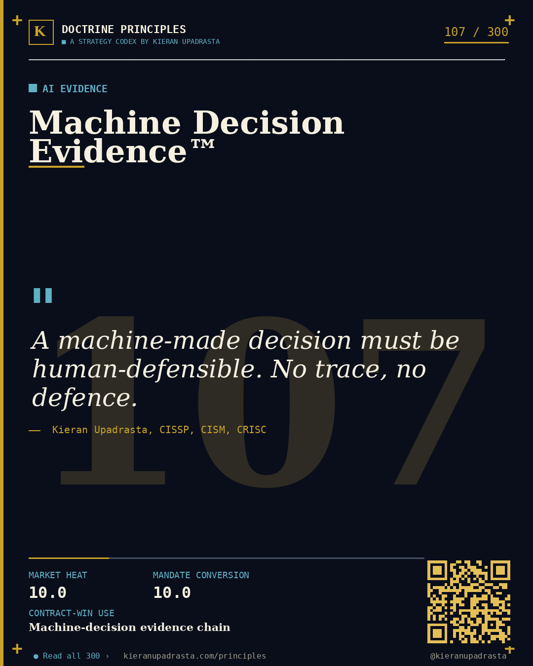 Principle 107: Semantic Firewall Doctrine™ &mdash; Prompt Injection doctrine card by Professor Kieran Upadrasta, CISSP CISM CRISC, Schiphol University
