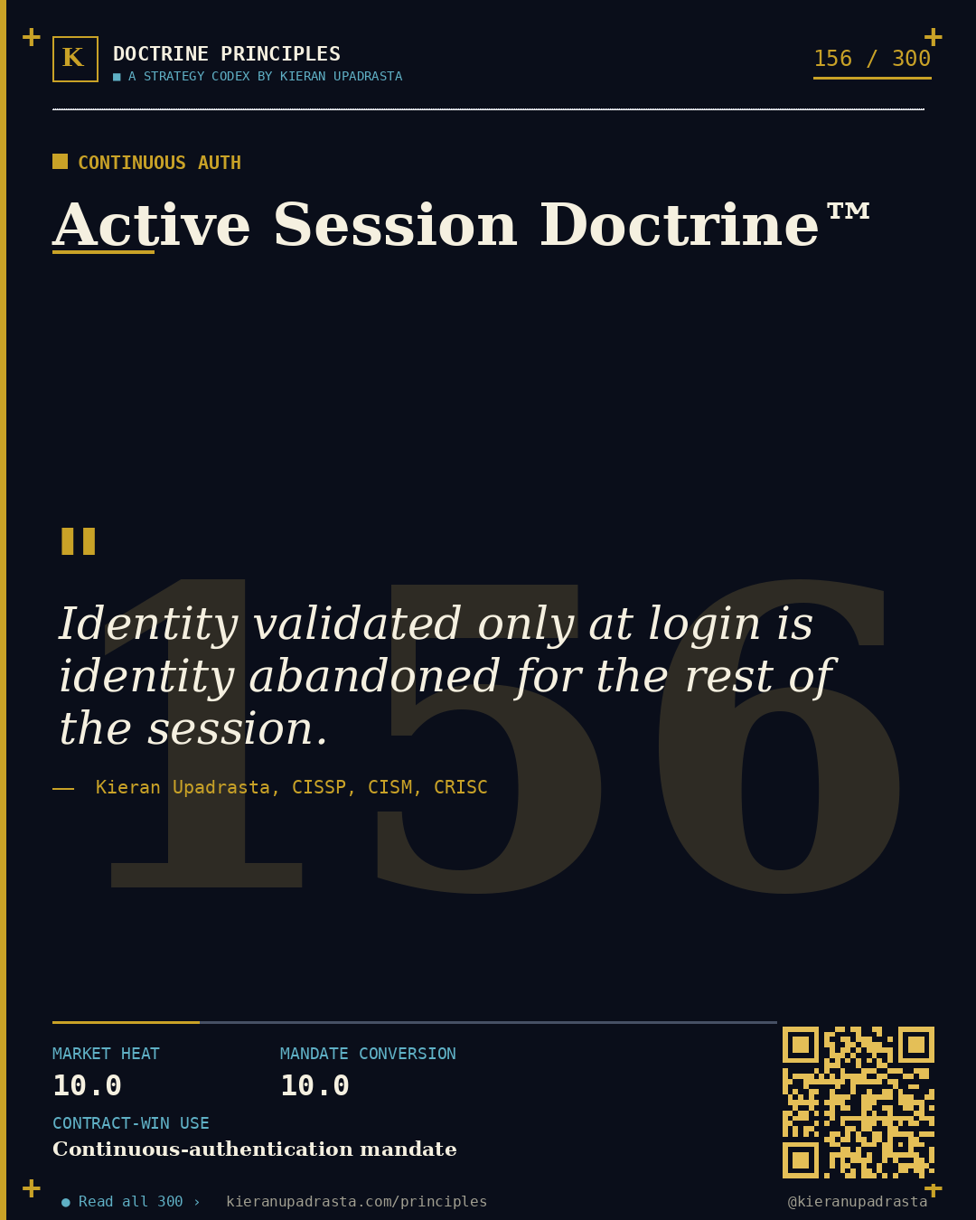 Principle 156: Janitor's Keys Doctrine™ &mdash; Lateral Movement doctrine card by Professor Kieran Upadrasta, CISSP CISM CRISC, Schiphol University