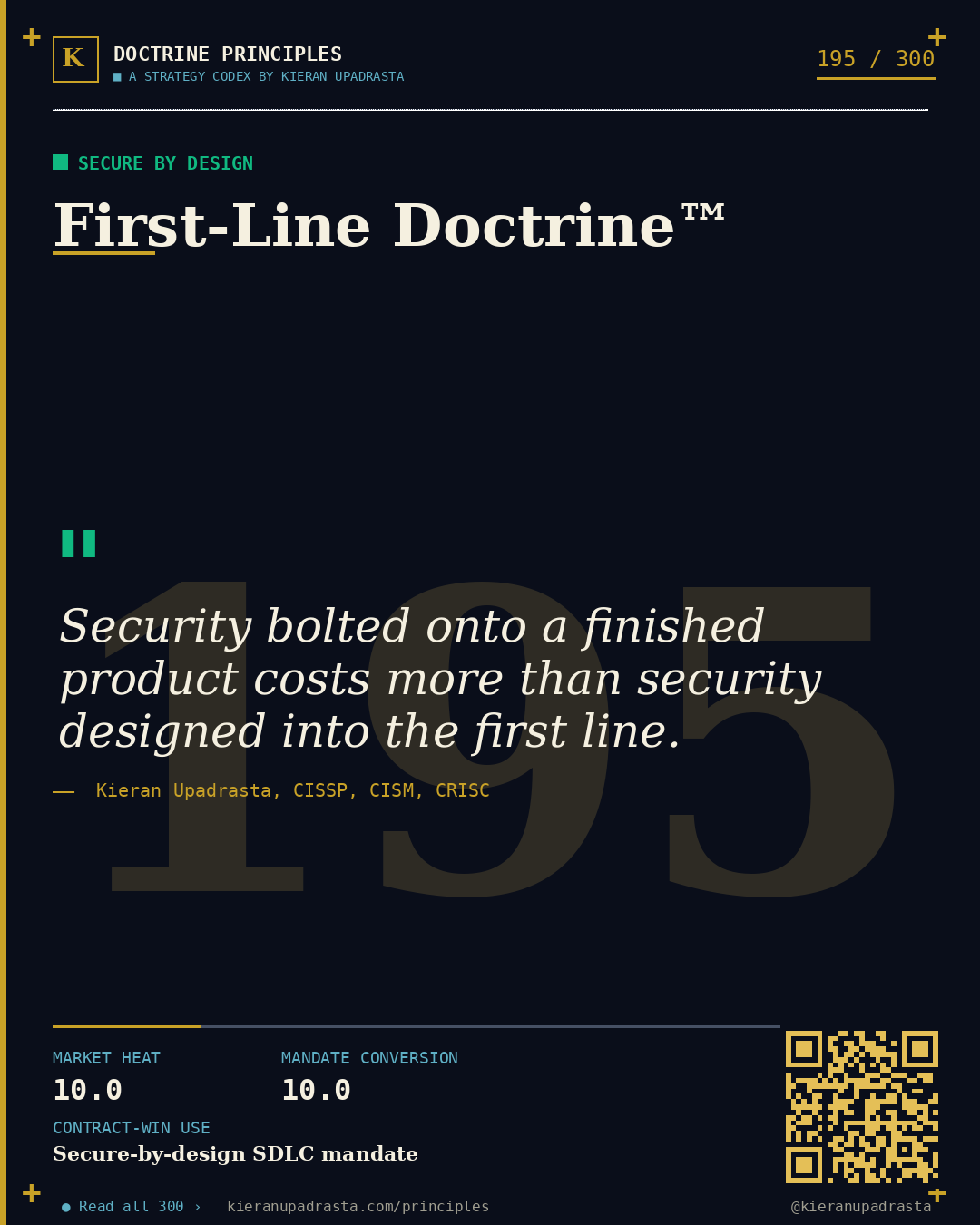 Principle 195: Invisible Return Doctrine™ &mdash; Cyber ROI doctrine card by Professor Kieran Upadrasta, CISSP CISM CRISC, Schiphol University
